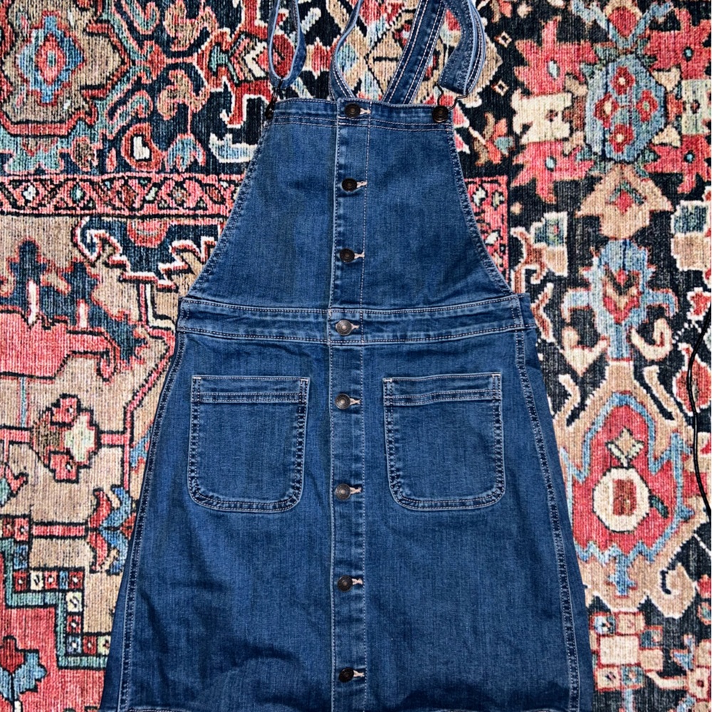 NWT American Eagle Skirtall Skirt Overalls Denim Button Front